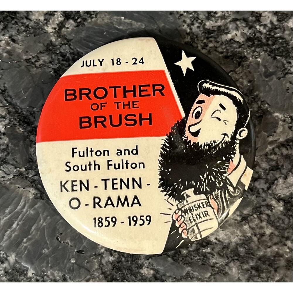 1859-1959 Fulton & S. Fulton Vtg Pinback Button Ken-Tenn-O-Rama Bro of the Brush